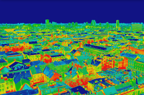 Sensórica imagen de una ciudad con mapa de calor